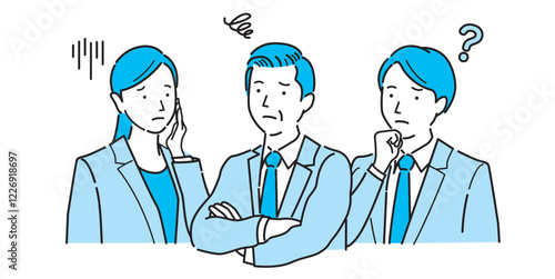 考え悩む男女のビジネスパーソンのイラスト
