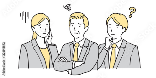 考え悩む男女のビジネスパーソンのイラスト
