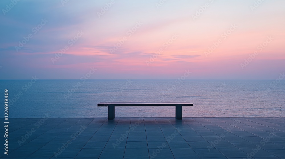 Serene Coastal Scene with Smooth Muted Color Palette at Dusk Serene Coastal Scene with Smooth Muted Color Palette at Dusk