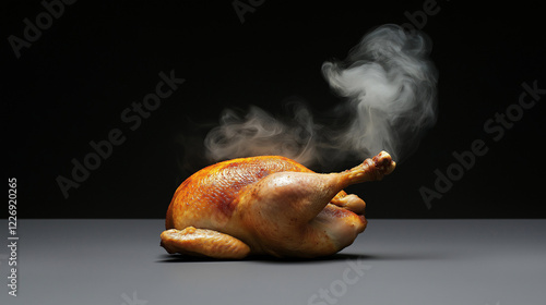 The roast chicken in black background for Thanks giving day photo