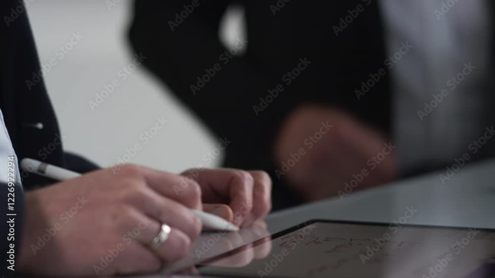 Business Professional Writing on a Tablet with Stylus Pen 2 Business Professional Writing on a Tablet with Stylus Pen 2