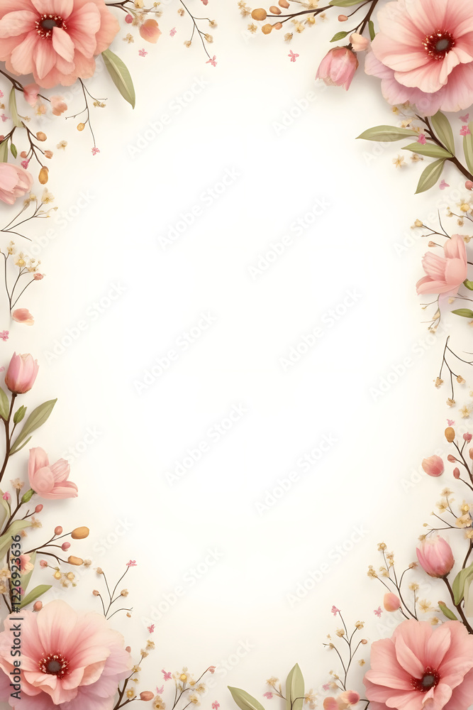 Fototapeta premium pink rose border journal page