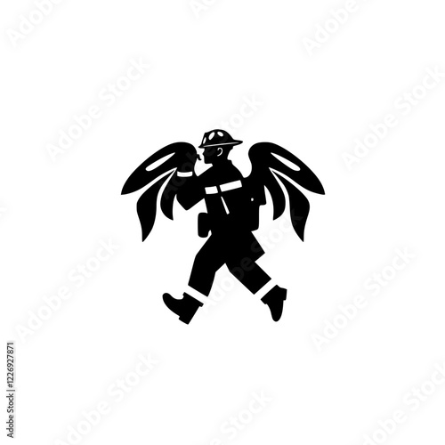 A Firefighter Angel: A Symbol of Courage, Rescue, and Hope. This powerful image depicts a firefighter with wings, representing their heroic actions and selfless service to the community.