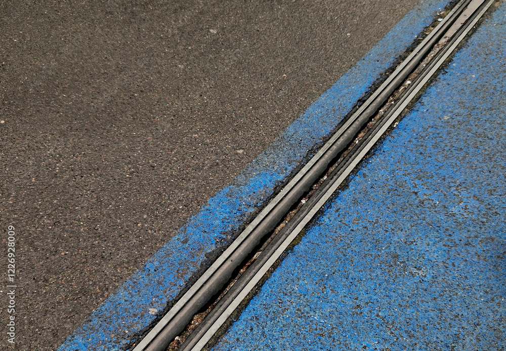 Fototapeta premium roof structure or bridge expansion for safe connection of two expandable concrete bodies. rubber joint in a metal bar