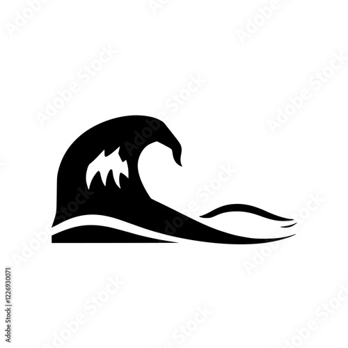 Abstract Ocean Wave: Black and White Minimalist Sea Design.  Perfect for nature lovers and graphic designers seeking a powerful symbol of the ocean's energy.