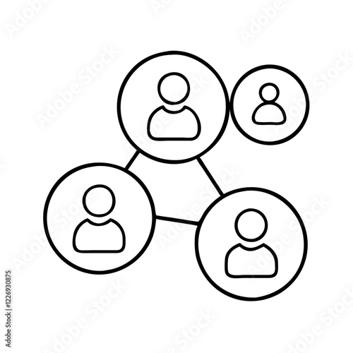 Network of connected people in simple line art style