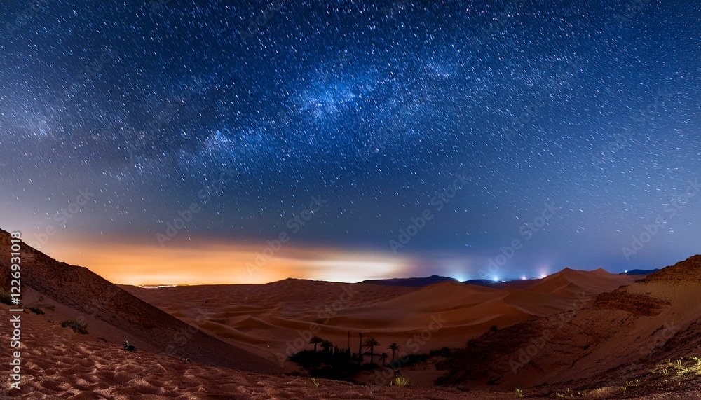Obraz premium Breathtaking Night Landscape of Southern Morocco with a Starry Astrophotography Sky
