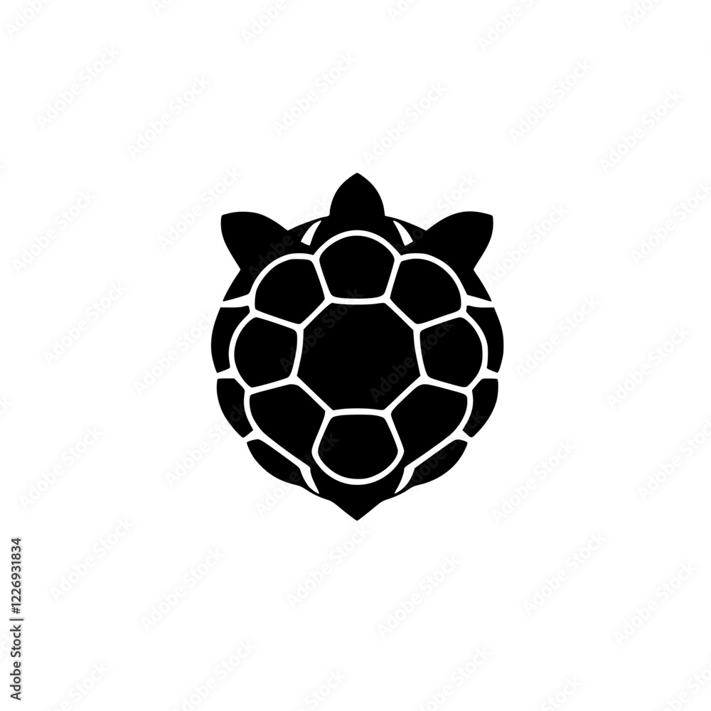 Obraz premium Elegant Turtle Shell: A Simple Black and White Vector Illustration. Perfect for logos, icons, and graphic designs. Captures the essence of marine wildlife.
