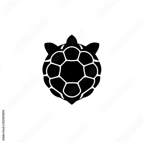 Elegant Turtle Shell: A Simple Black and White Vector Illustration. Perfect for logos, icons, and graphic designs.  Captures the essence of marine wildlife.