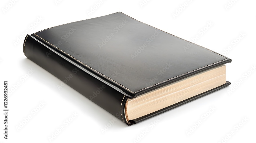 A leather-bound organizer notebook closed and lying on a white background. A leather-bound organizer notebook closed and lying on a white background.