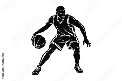 basketball player silhouette on white background