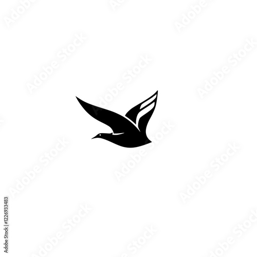 Majestic Bird in Flight: A Black and White Silhouette of a Bird Taking Flight, Symbolizing Freedom and Grace