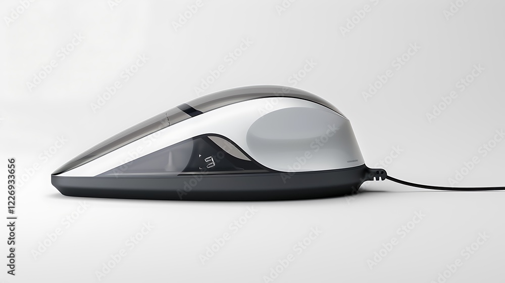 A compact steam iron with a retractable cord isolated on a white background. A compact steam iron with a retractable cord isolated on a white background.