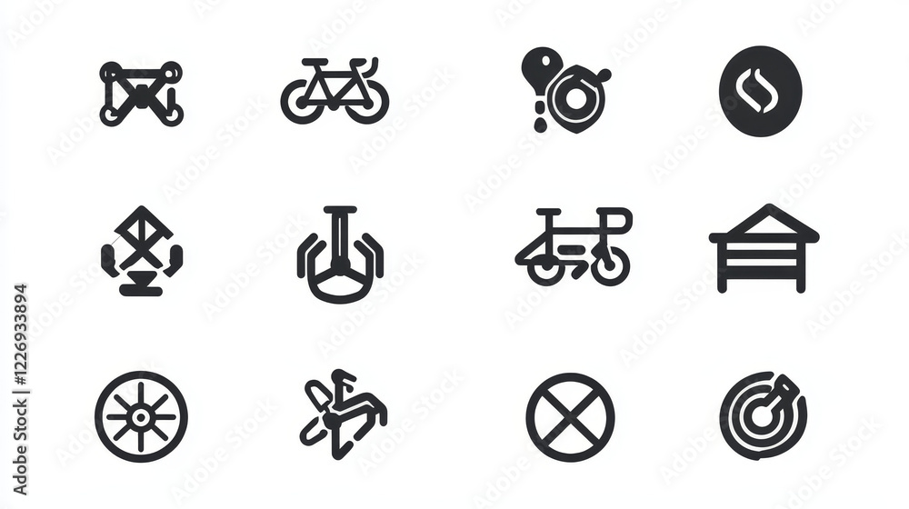 Set of bicycle sport icons for design - also as emblem or template. Vector version also available in gallery Set of bicycle sport icons for design - also as emblem or template. Vector version also available in gallery