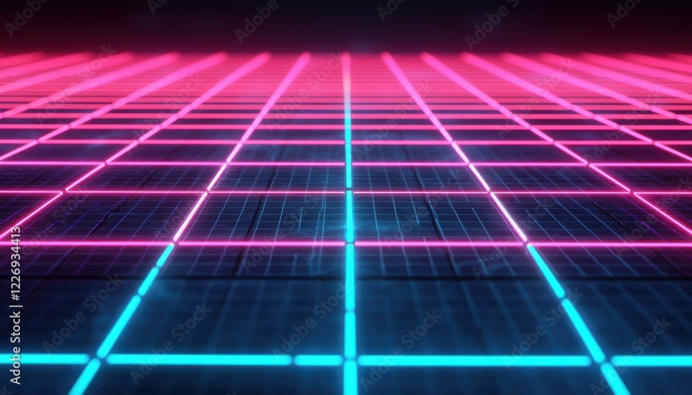 A futuristic glowing network grid with interconnected nodes, floating in a dark void, symbolizing digital connectivity and technology A futuristic glowing network grid with interconnected nodes, floating in a dark void, symbolizing digital connectivity and technology