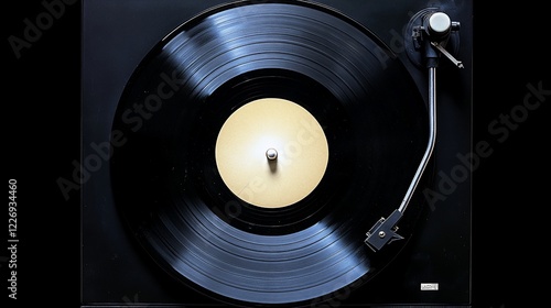 Classic vinyl record on a black turntable showcasing vintage music technology
