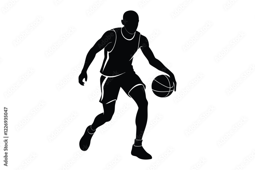 basketball player silhouette vector on white background basketball player silhouette vector on white background