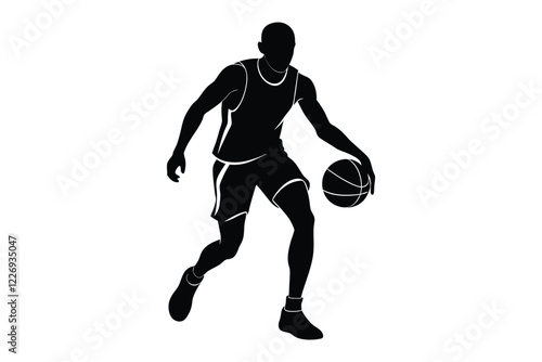 basketball player silhouette vector on white background