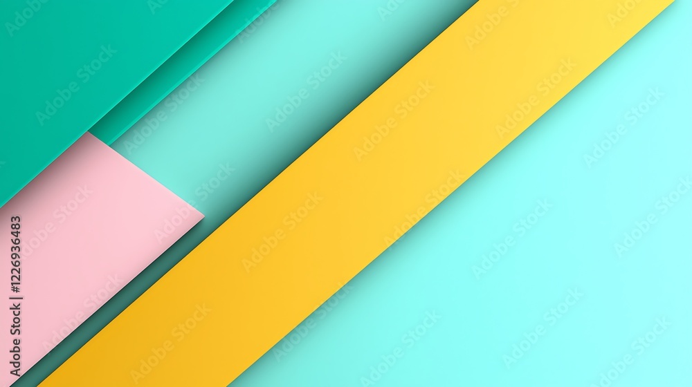 Abstract Geometric Background with Teal, Yellow and Pink Pastel Shapes Abstract Geometric Background with Teal, Yellow and Pink Pastel Shapes