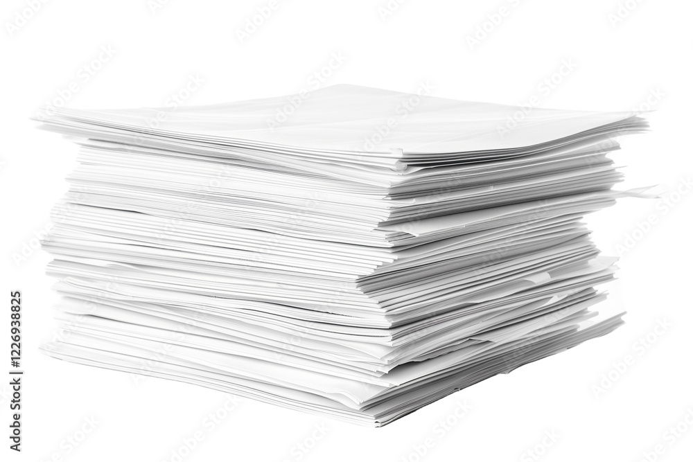 Stack of White Office Sheets Neatly Arranged on a Transparent Background for Various Organizational and Creative Uses Stack of White Office Sheets Neatly Arranged on a Transparent Background for Various Organizational and Creative Uses
