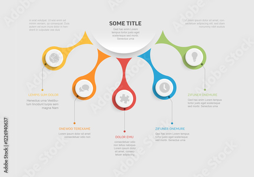 Obraz na płótnie Colorful Infographic with Icons and five Text Blocks with icons w salonie