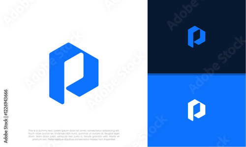 Initials P logo design. Initial Letter Logo. Innovative high tech logo template.	
