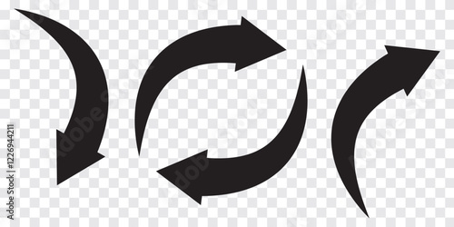 Curve arrow icon isolated. Horizontal dual long straight , right and left side arrow signs. Arrow indicated the direction symbol. Curved and straight arrow icon vector.