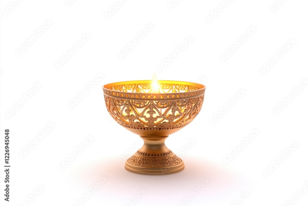 A gold bowl with a candle inside of it. The bowl is ornate and has a gold color. The candle inside the bowl is lit, creating a warm and inviting atmosphere A gold bowl with a candle inside of it. The bowl is ornate and has a gold color. The candle inside the bowl is lit, creating a warm and inviting atmosphere