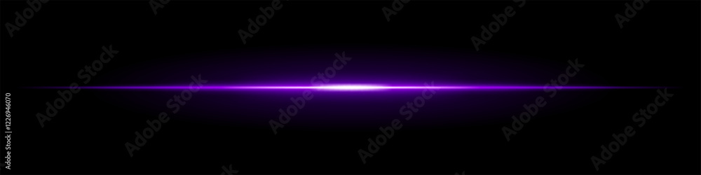Horizontal light flare on a black background. Glowing purple beam with soft gradient effect, futuristic energy, lens reflection, cinematic glow. Horizontal light flare on a black background. Glowing purple beam with soft gradient effect, futuristic energy, lens reflection, cinematic glow.