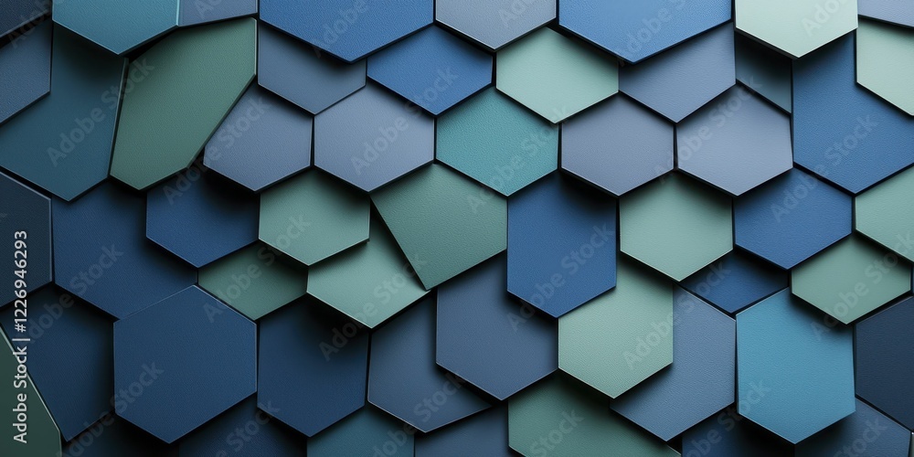 A textured pattern of hexagonal shapes in varying shades of blue and green, creating a modern and visually appealing design. A textured pattern of hexagonal shapes in varying shades of blue and green, creating a modern and visually appealing design.