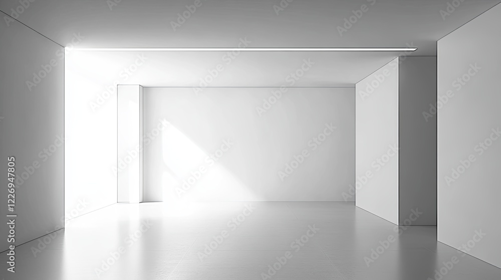 A minimalist photography studio with a white backdrop and a single spotlight. picture A minimalist photography studio with a white backdrop and a single spotlight. picture