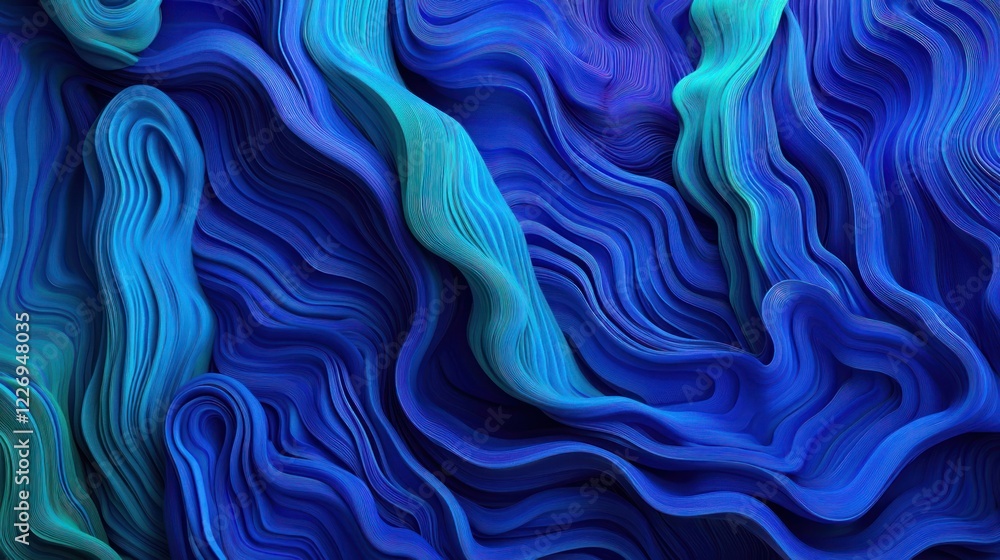 Abstract blue wave background, digital art, design element