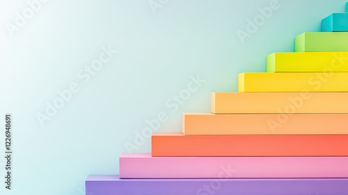 Rights and Respect for All Genders concept, LGBTQ+, Gradient color stairs, modern gradient color stairs, pastel gradient color stairs