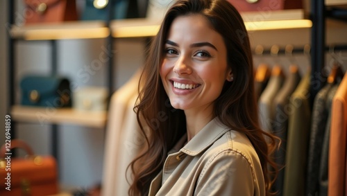 Woman is smiling and posing for picture in store