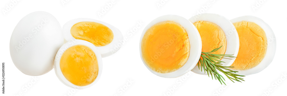 boiled egg and half isolated on white background boiled egg and half isolated on white background