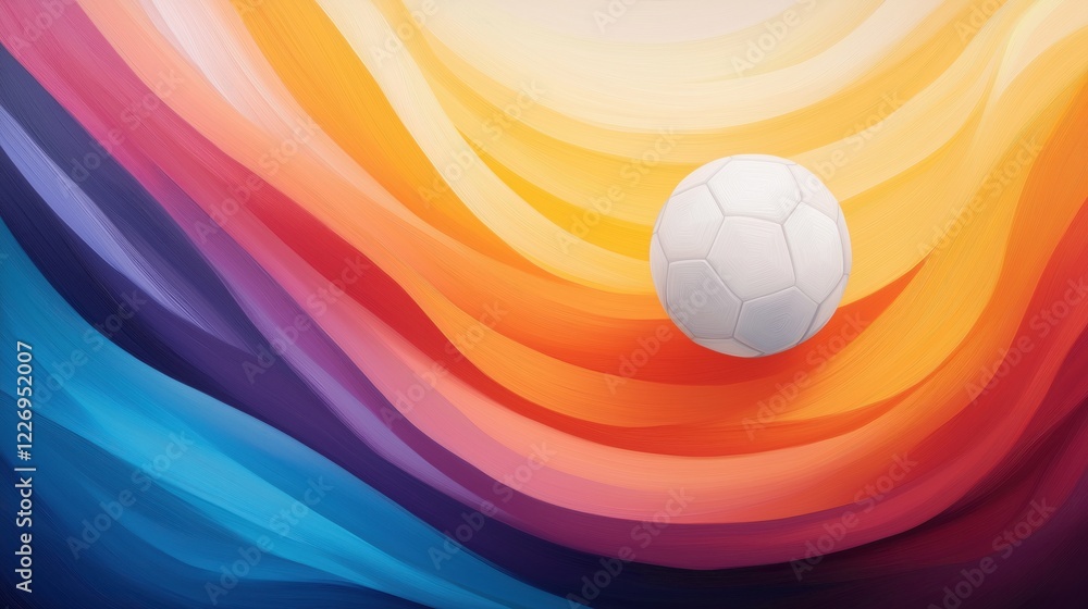 Obraz premium A colorful swirl of paint with a white soccer ball in the middle