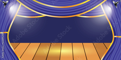 Blue Stage Curtain vector background