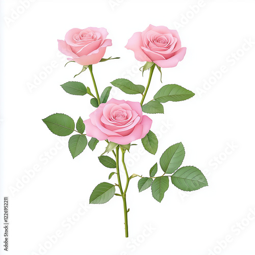 A bouquet of roses, romantic Valentine’s Day flowers, watercolor painting, soft pastel tones, isolated on white background