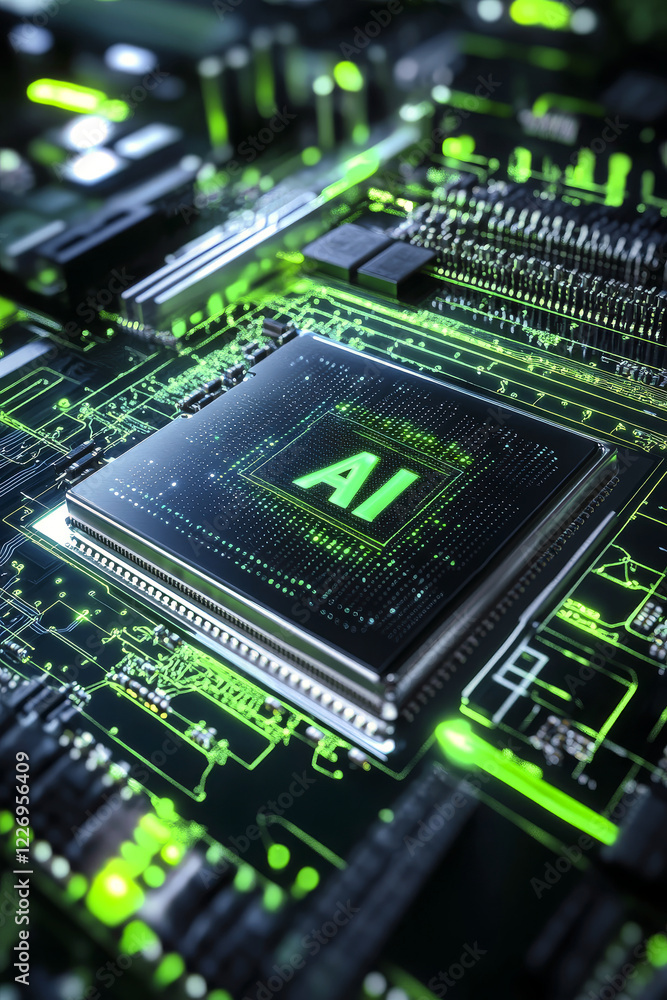 Fototapeta premium Artificial intelligence AI computer processor chip.