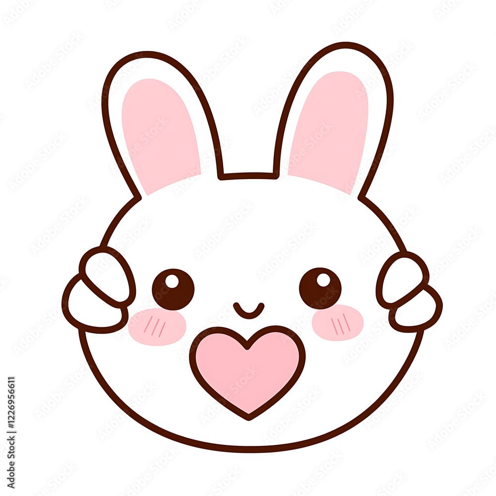 Kawaii Rabbit Drawing with Heart Gesture Whimsical Art Cute Animal Fun Environment Playful View Kawaii Rabbit Drawing with Heart Gesture Whimsical Art Cute Animal Fun Environment Playful View