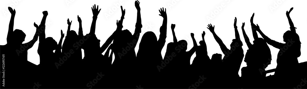 Silhouette of crowd cheering people Silhouette of crowd cheering people