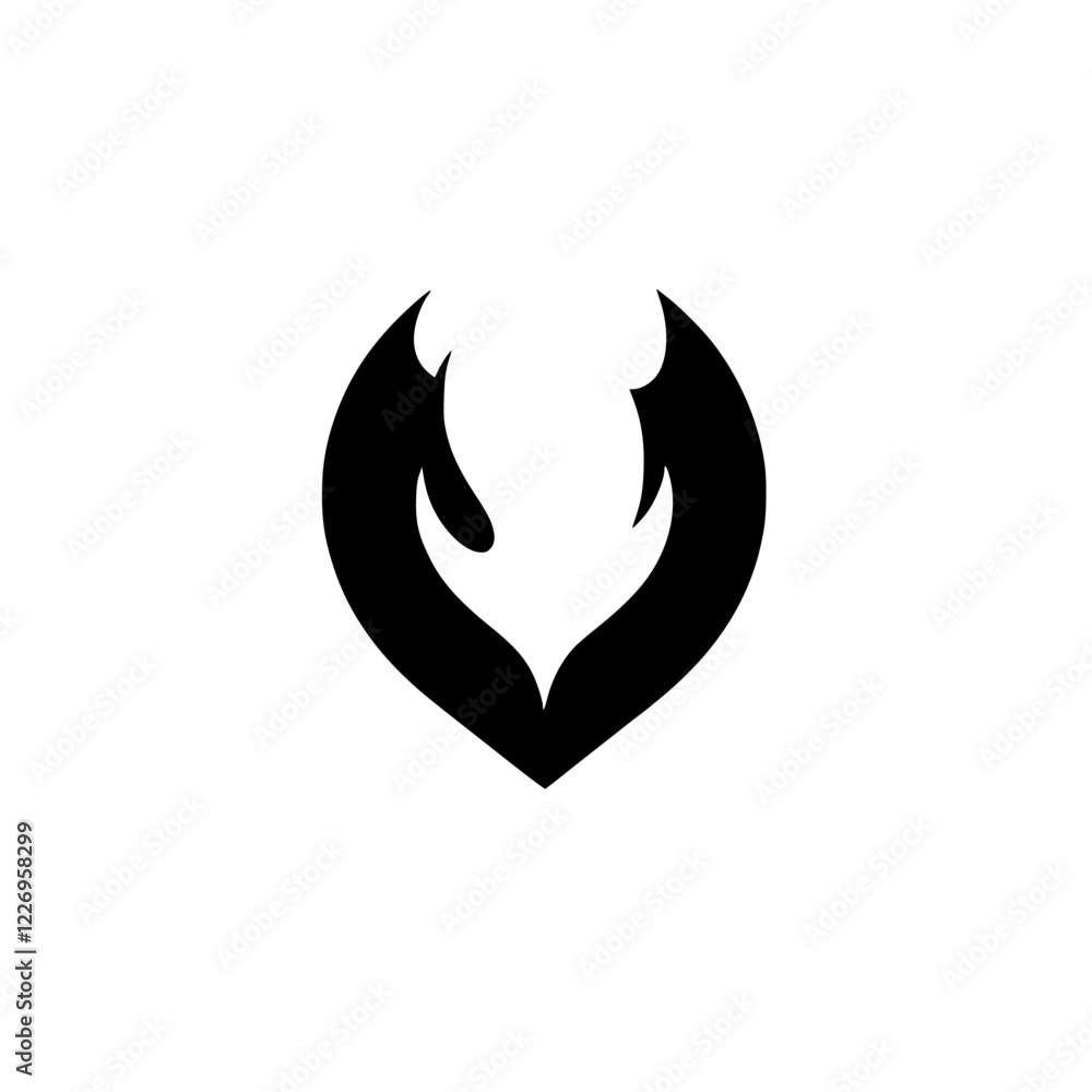 Abstract Fire Flame Logo Design: Minimalist Black and White Vector Graphic Abstract Fire Flame Logo Design: Minimalist Black and White Vector Graphic