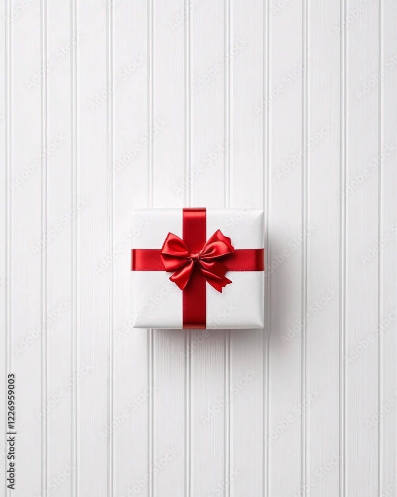 Fototapeta premium Wrapped gift with red ribbon
