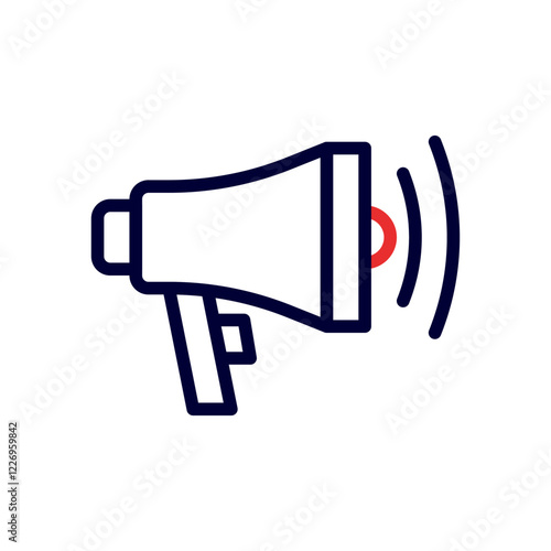 Megaphone icon, loud speaker outline graphic design