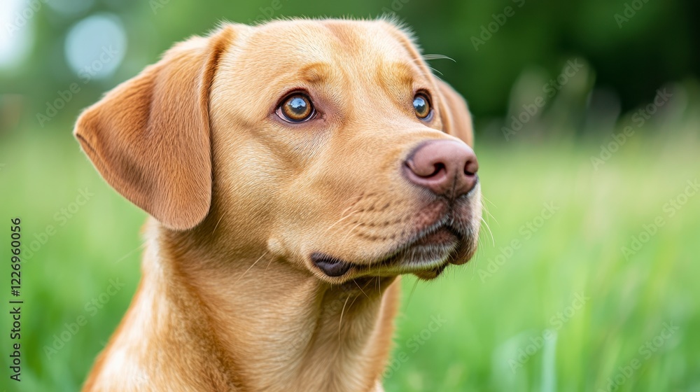 Close-Up Portrait of a Friendly Golden Labrador Retriever Outdoors Close-Up Portrait of a Friendly Golden Labrador Retriever Outdoors