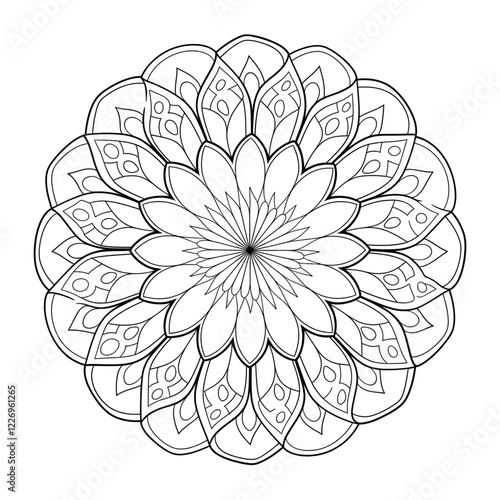 abstract floral background mandala flower coloring page line art