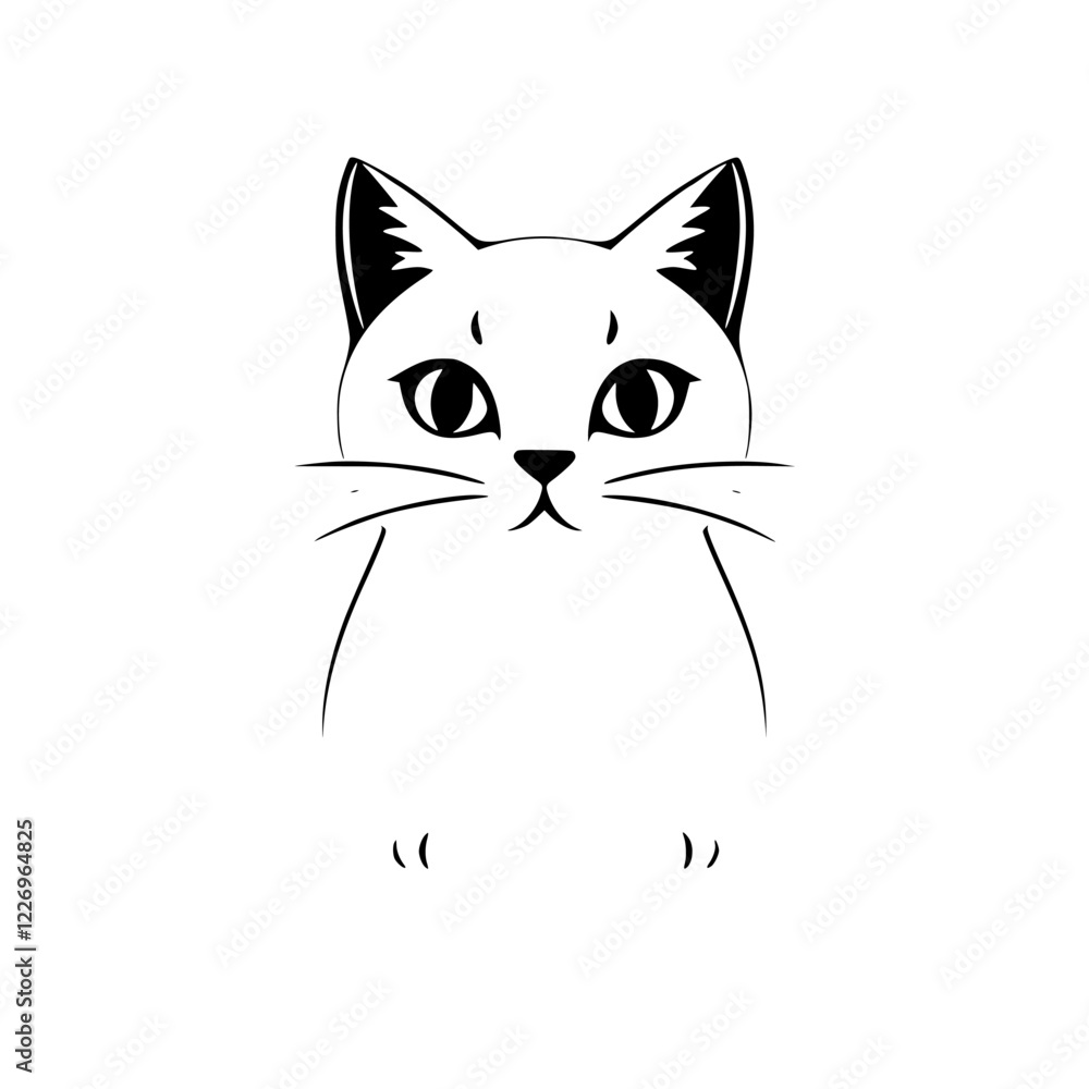 Fototapeta premium Adorable Minimalist Cat Illustration: A Charming Vector Graphic Design