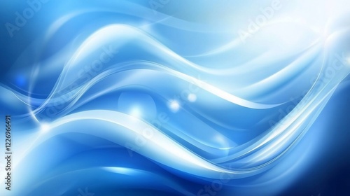 Abstract flowing blue and white light curves background with bright highlights photo