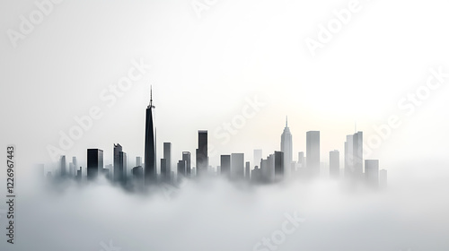 Wallpaper Mural Polluted skyline depiction urban environment digital artwork minimalistic style atmospheric viewpoint environmental awareness Torontodigital.ca