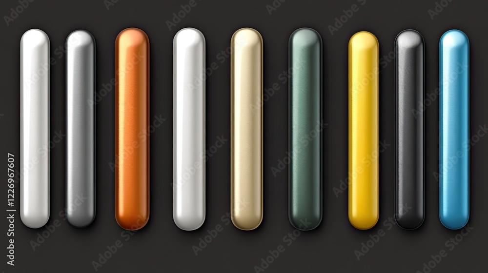 Collection of Colorful Abstract Shapes in Various Textures and Finishes Against a Dark Background Collection of Colorful Abstract Shapes in Various Textures and Finishes Against a Dark Background